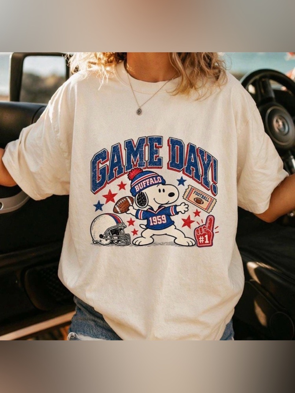 Buffalo Beagle Football T-Shirt, Vintage Game Day Cartoon Graphic Tee